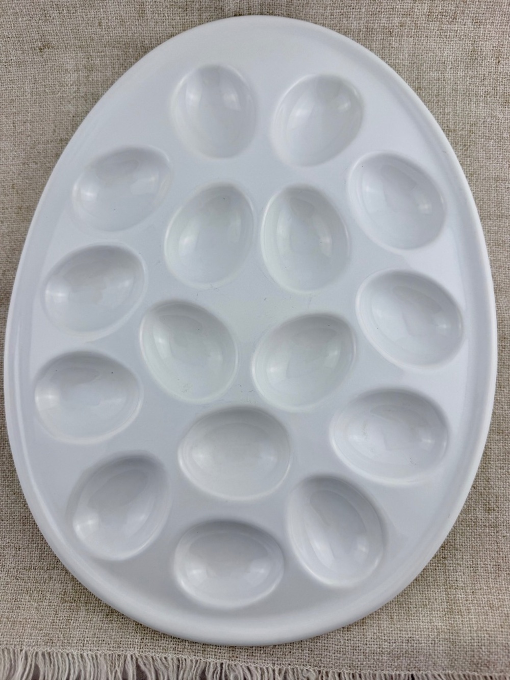 Threshold White Porcelain Large Oval Deviled Egg Plate Dish - Holds 16 Eggs